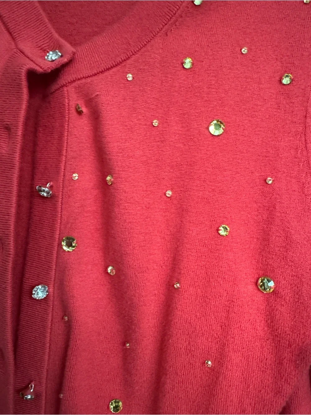kate spade Bright Pink Sequin-Embellished V-Neck Cardigan